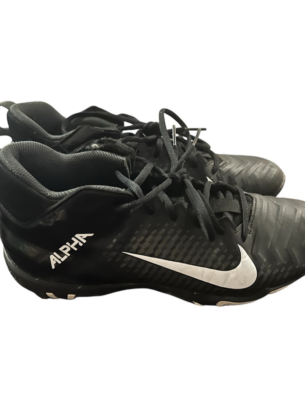 Nike Men's Black Football Cleats with White Swoosh